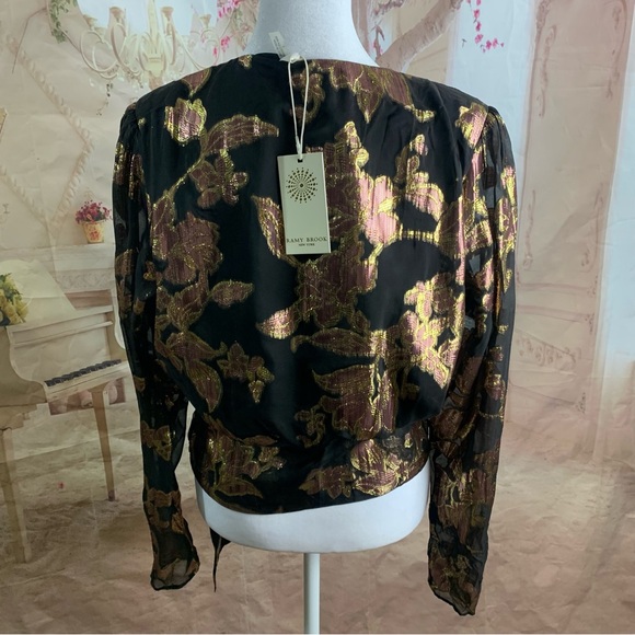 NEW Ramy Brook Blair Metallic Wrap Tie Blouse - Picture 8 of 12